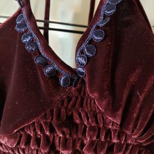 NWOT burgundy velvet halter top